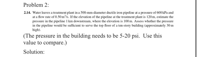 Problem 2 : 2 . 1 4 . Water leaves a treatment