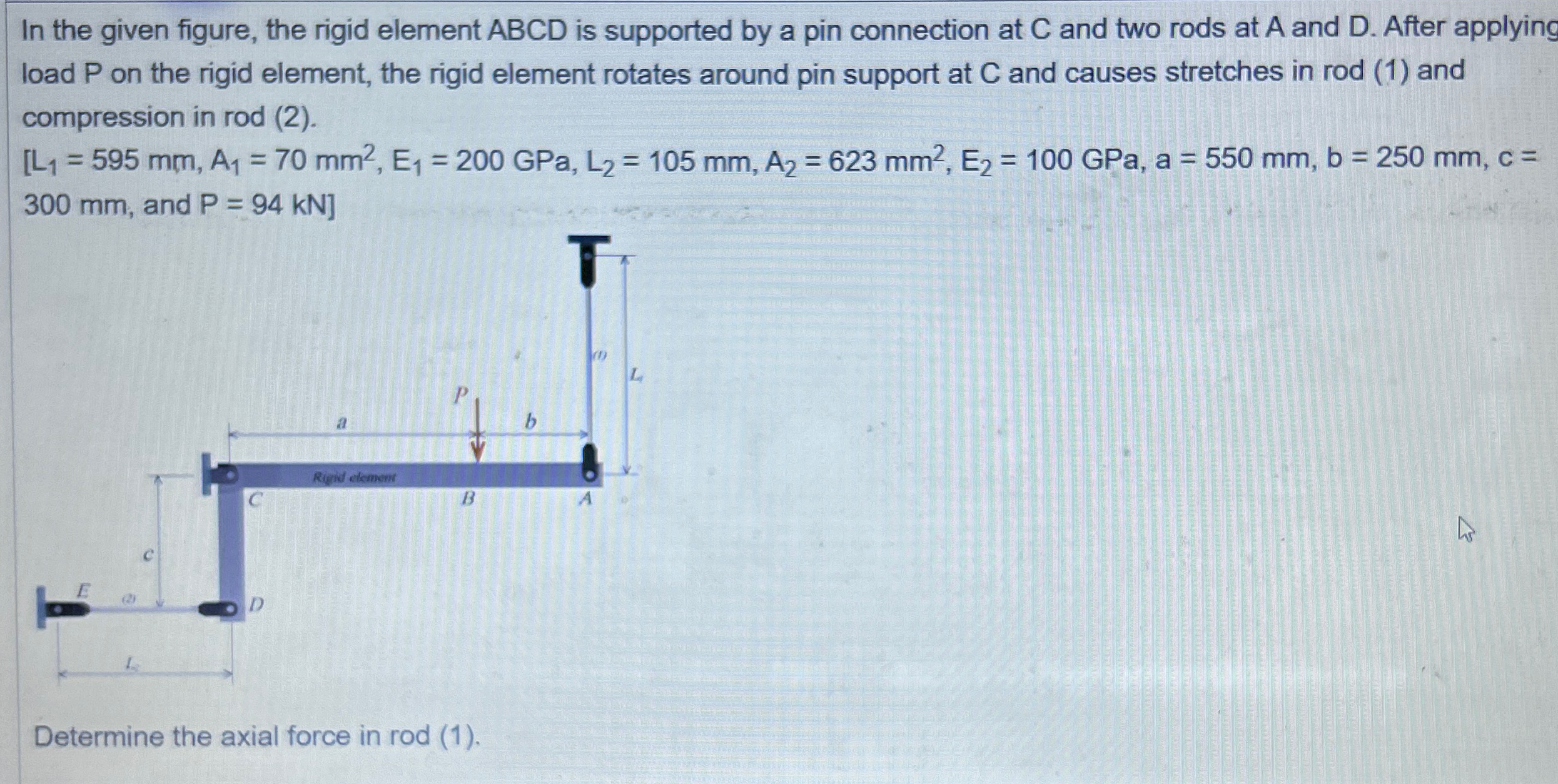 In the given figure, the rigid element ABCD is