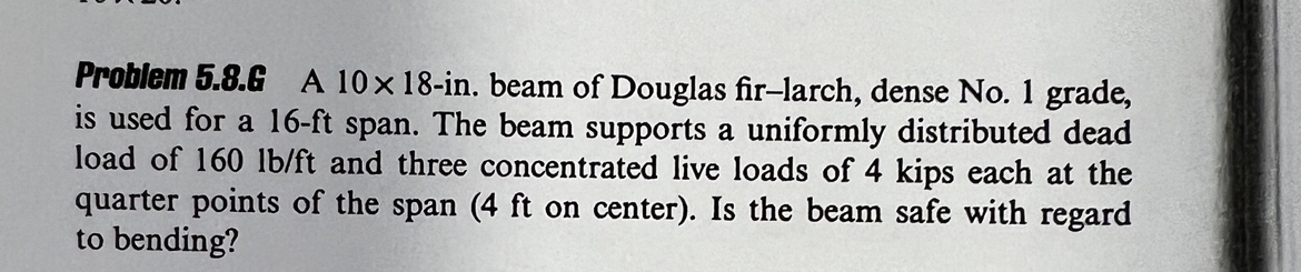Problem 5 . 8 . 6 A 1 0 1 8 - in . beam of