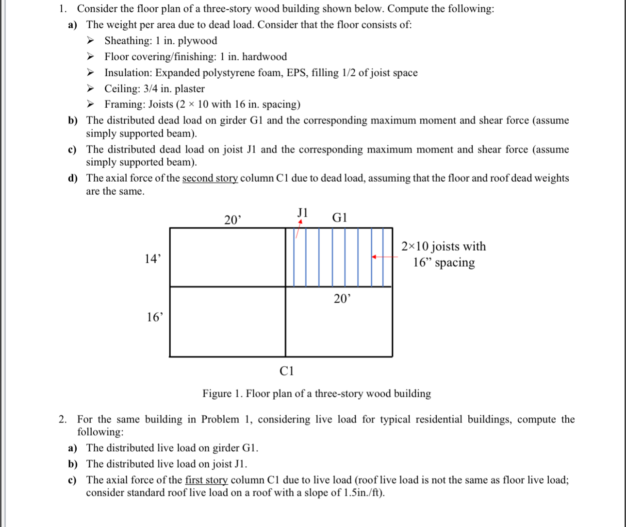 Please solve 2 . For the same building in Probelm