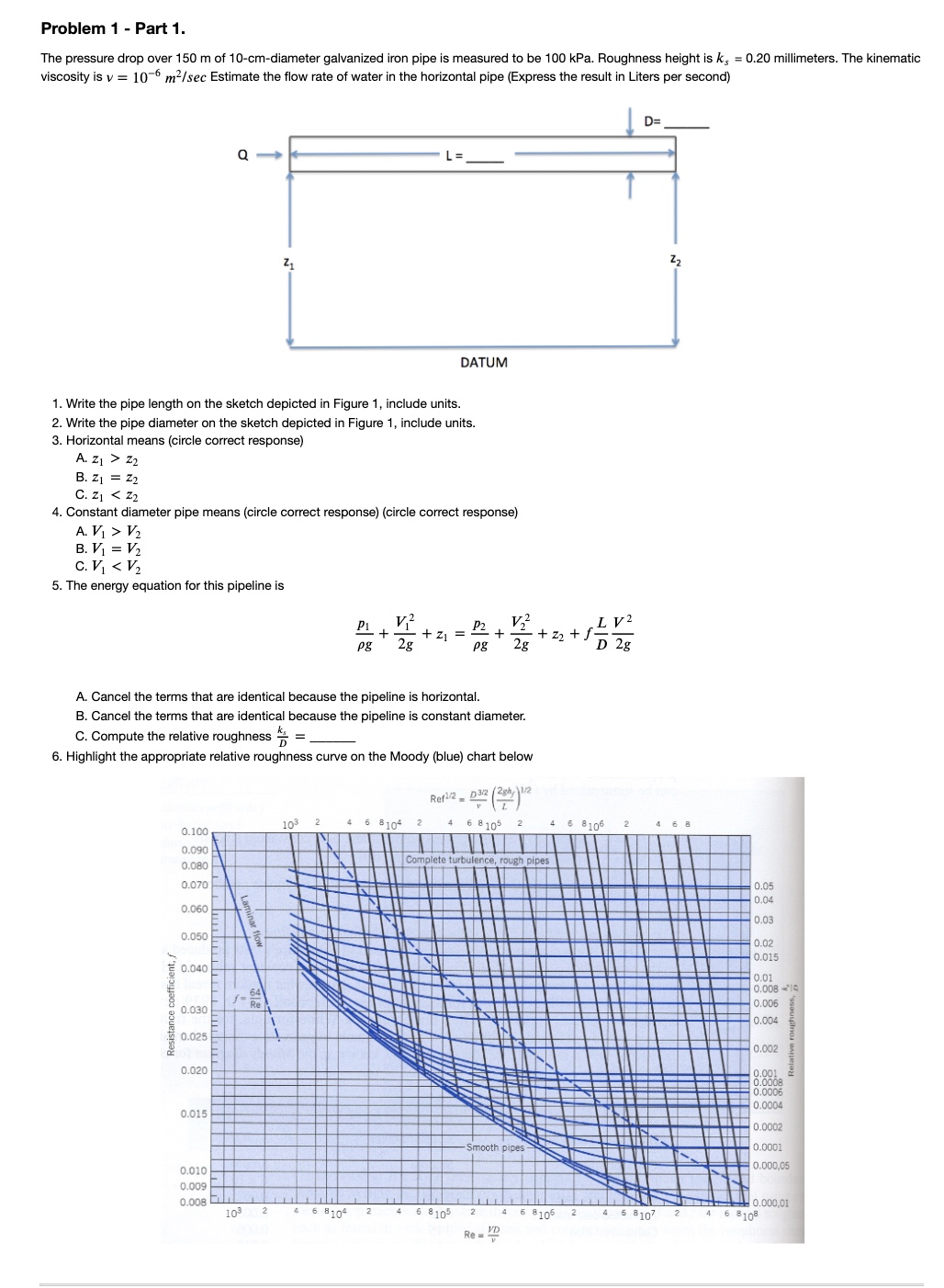 Problem 1 - Part 1 . The pressure drop over 1 5 0