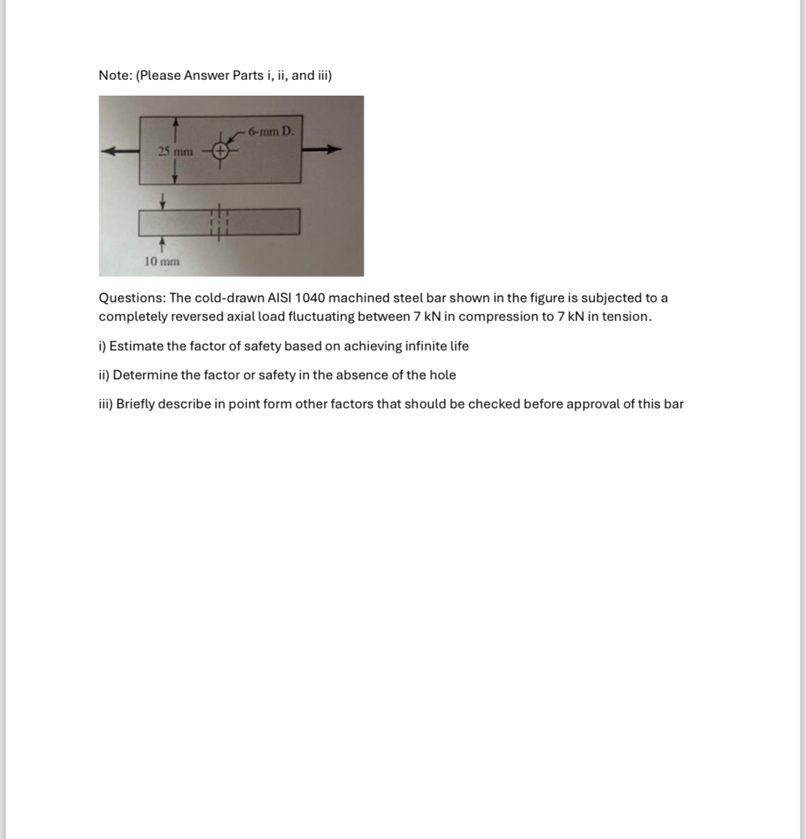 Note: ( Please Answer Parts i , ii , and iii )