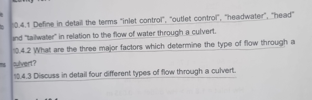 0 . 4 . 1 Define in detail the terms "inlet