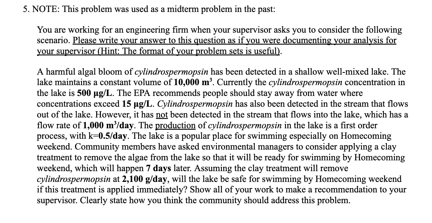 NOTE: This problem was used as a midterm problem