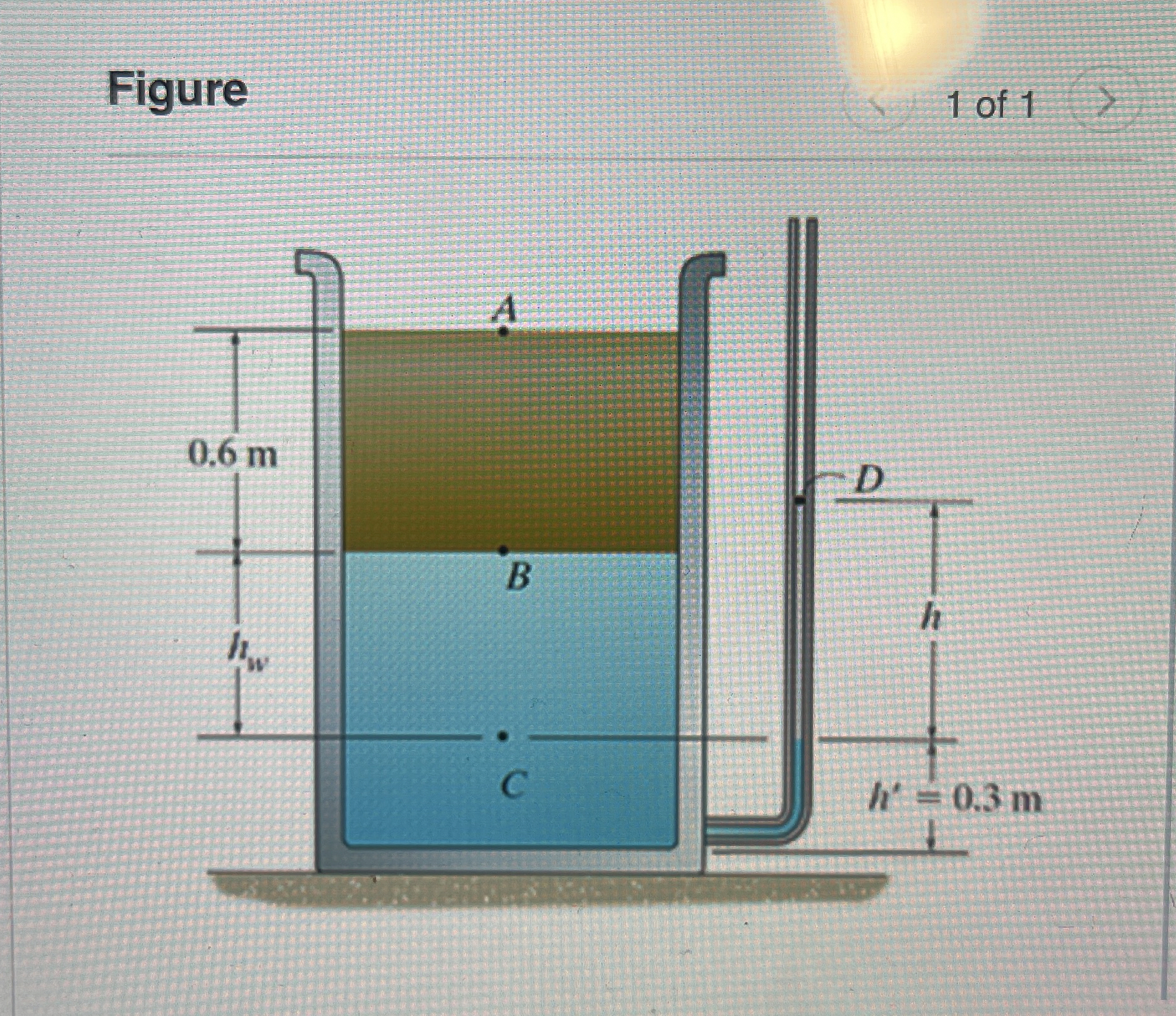 Part A Determine the height h of the mercury in