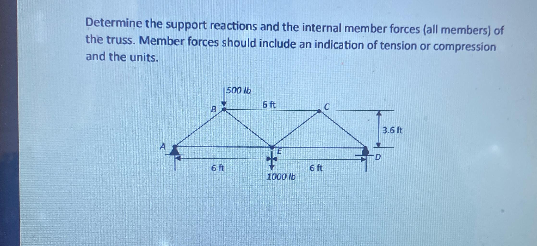 Determine the support reactions and the internal