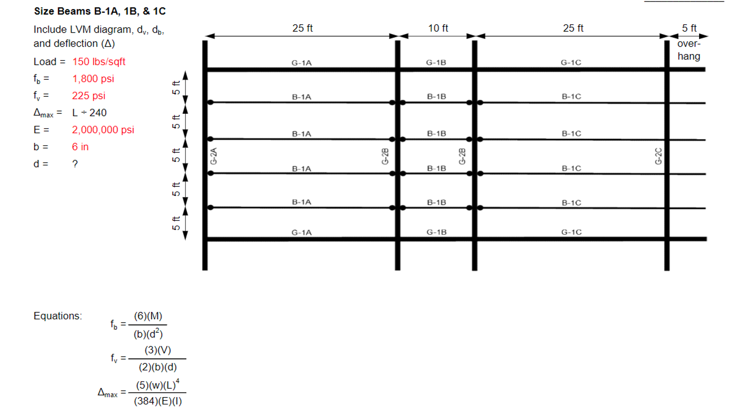 Beam Sizing Size Beams B - 1 A , 1 B , & 1 C