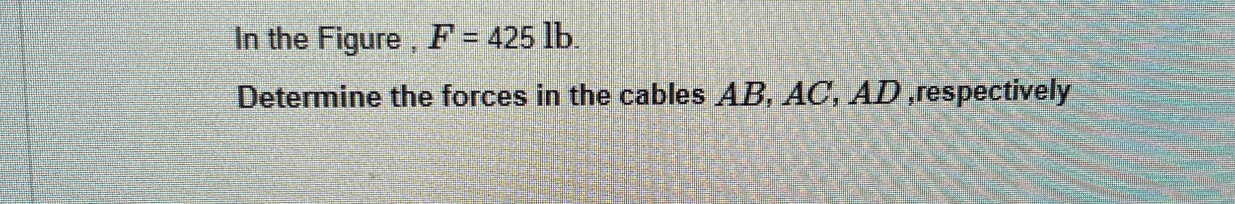 In the Figure, F = 4 2 5 l b Determine the forces