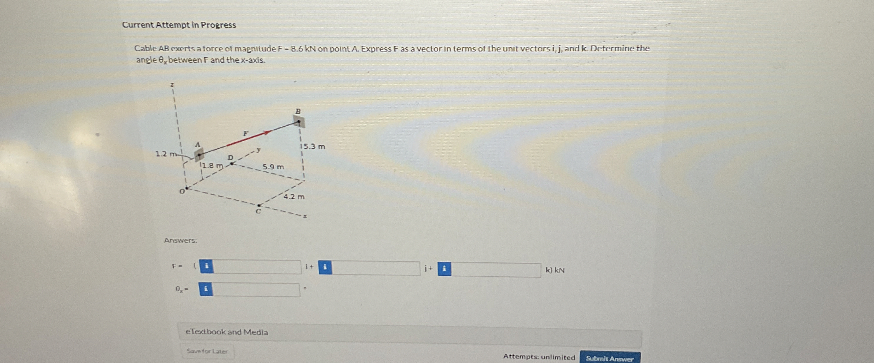 Current Attempt in Progress Cable A B exerts a