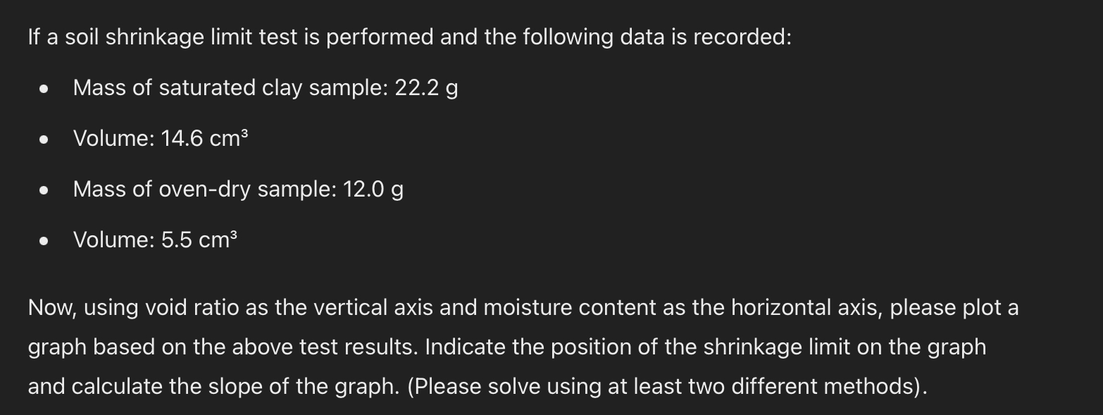 If a soil shrinkage limit test is performed and
