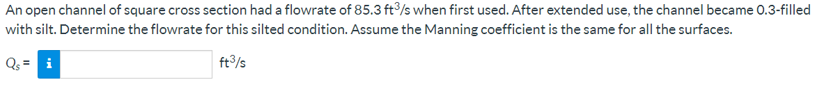 An open channel of square cross section had a