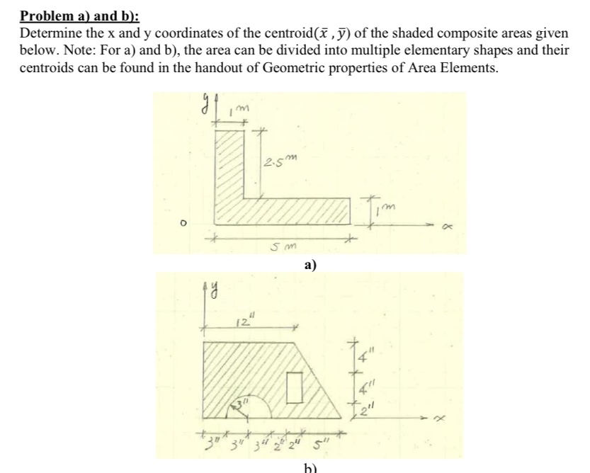 Problem a ) and b ) : Determine the x and y