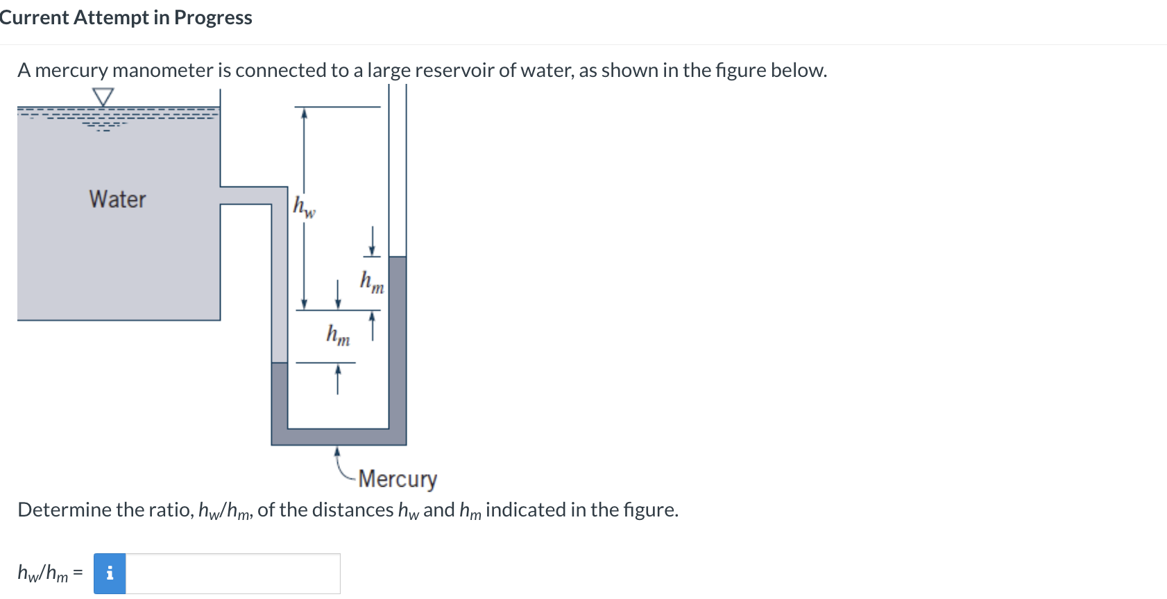 A mercury manometer is connected to a large