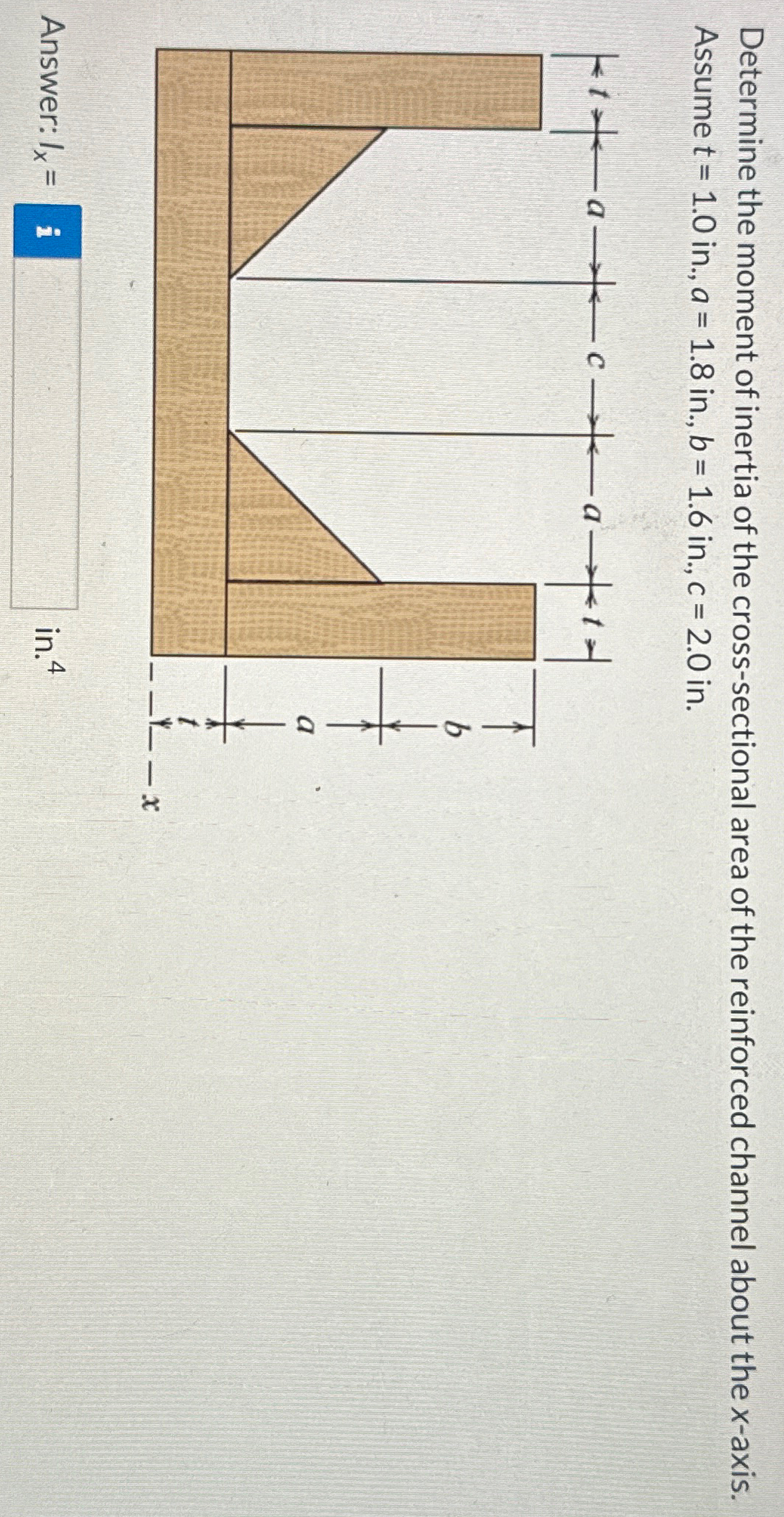 Determine the moment of inertia of the cross -