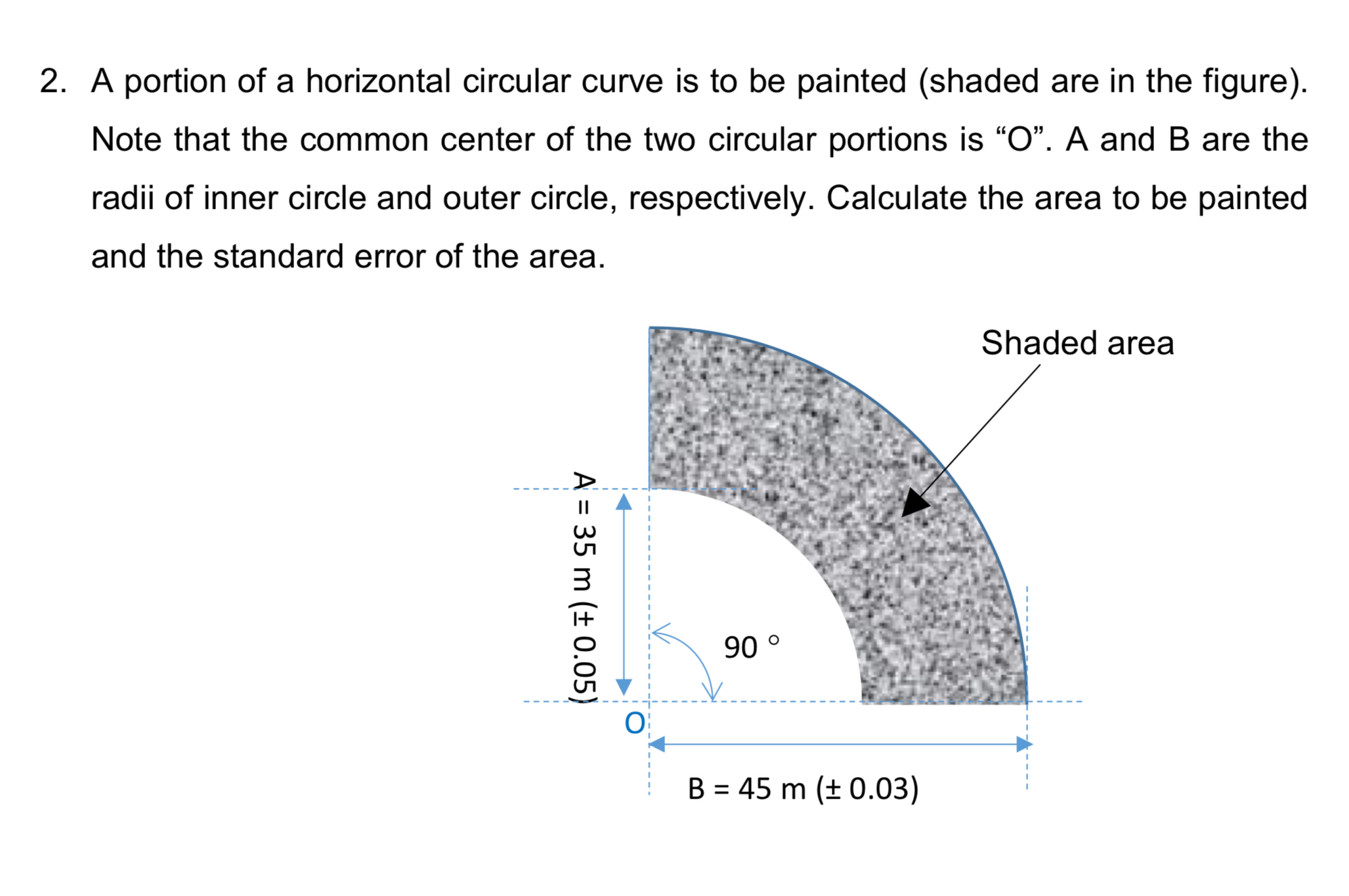 A portion of a horizontal circular curve is to be