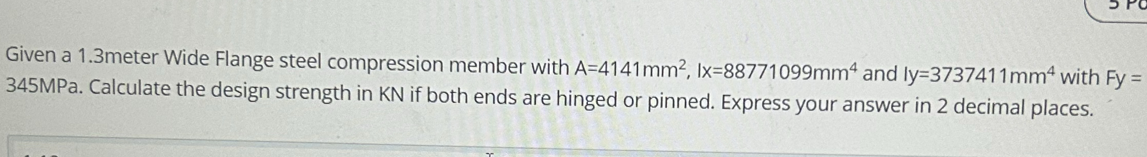 Given a 1 . 3 meter Wide Flange steel compression
