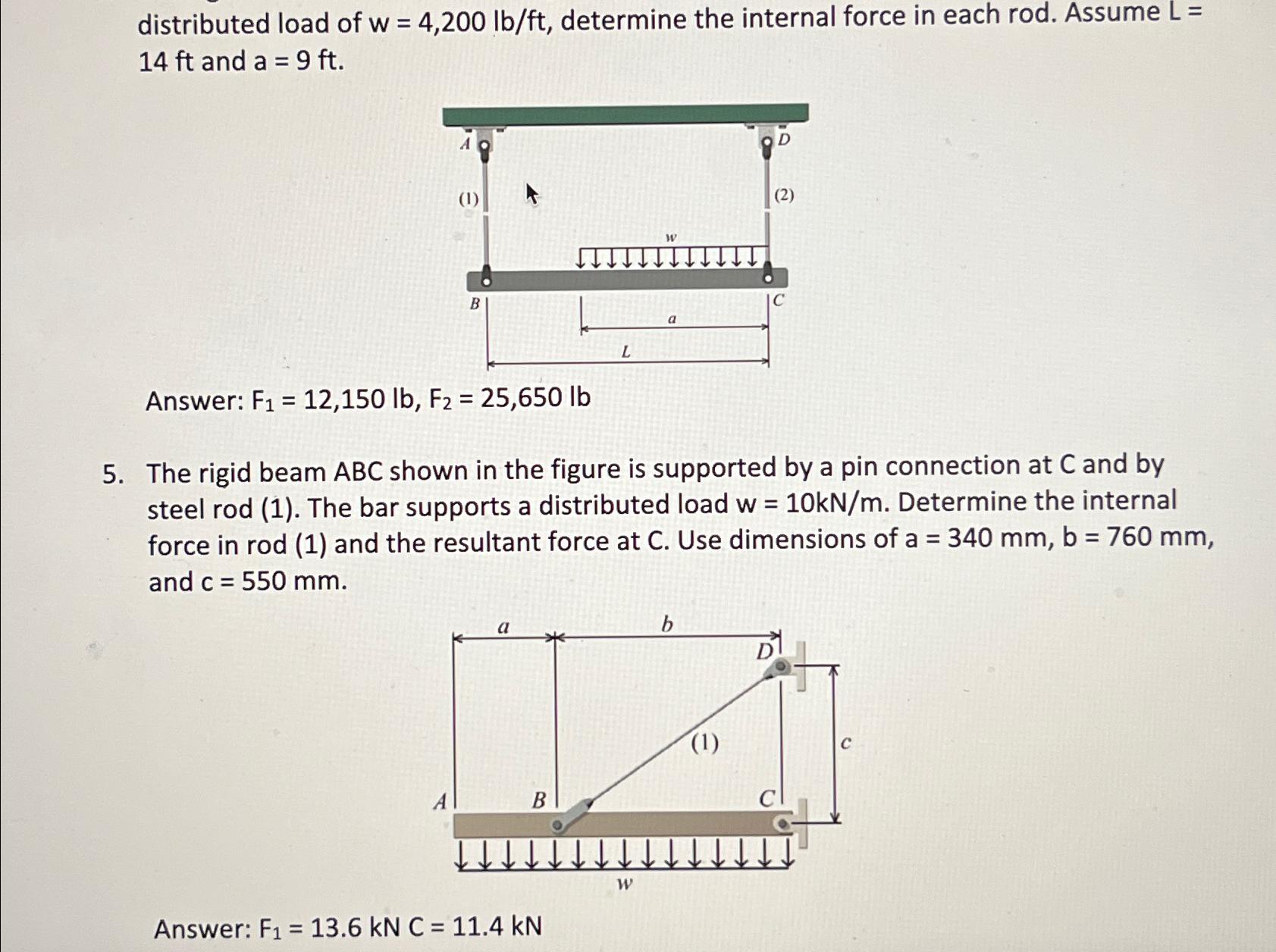 distributed load of w = 4 , 2 0 0 l b f t ,