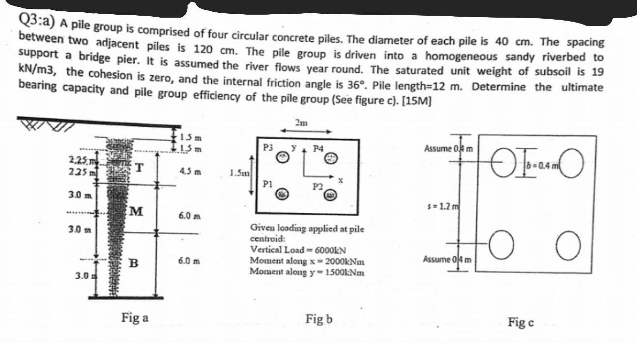 Q 3 :a ) A pile group is comprised of four