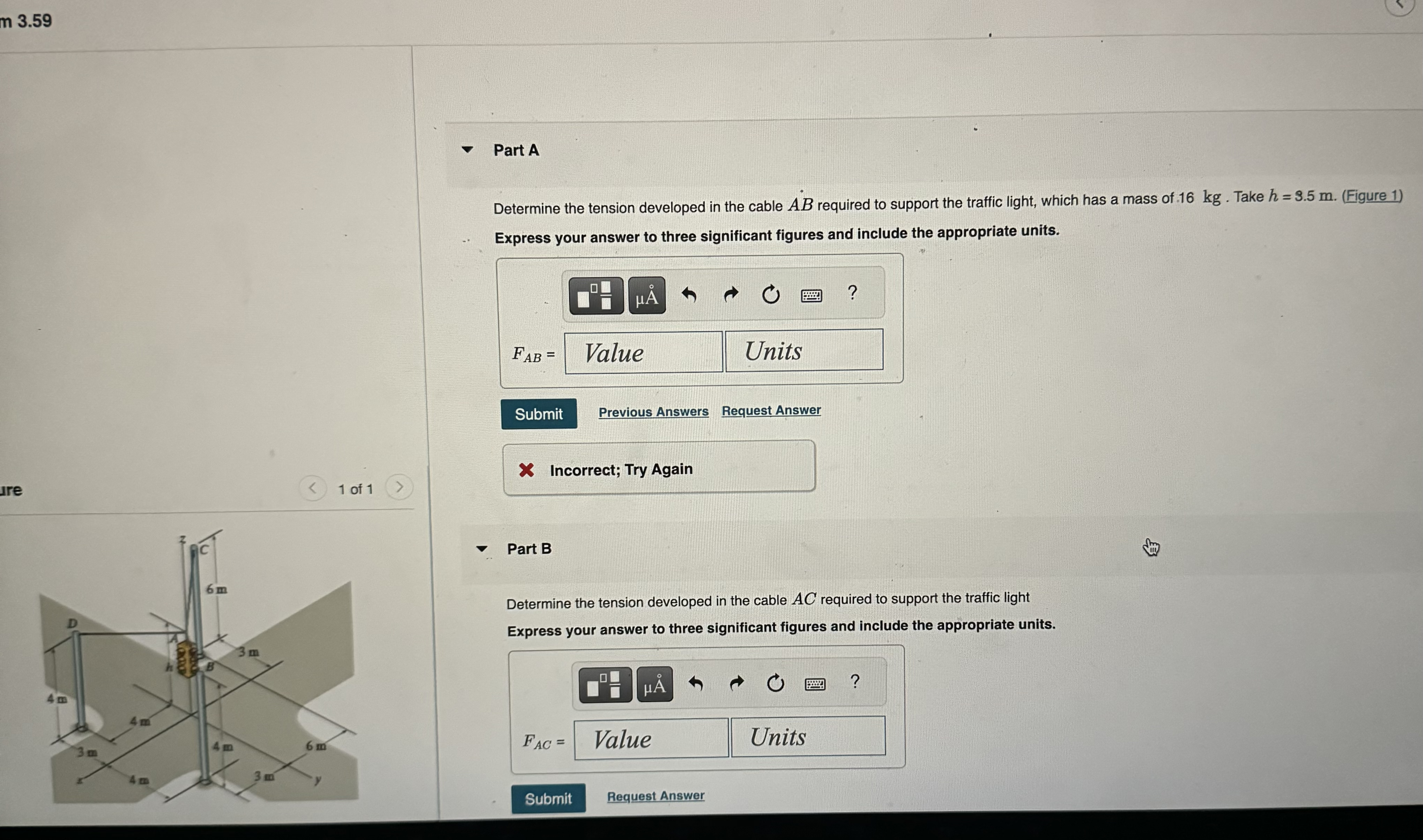 n 3 . 5 9 Part A Determine the tension developed