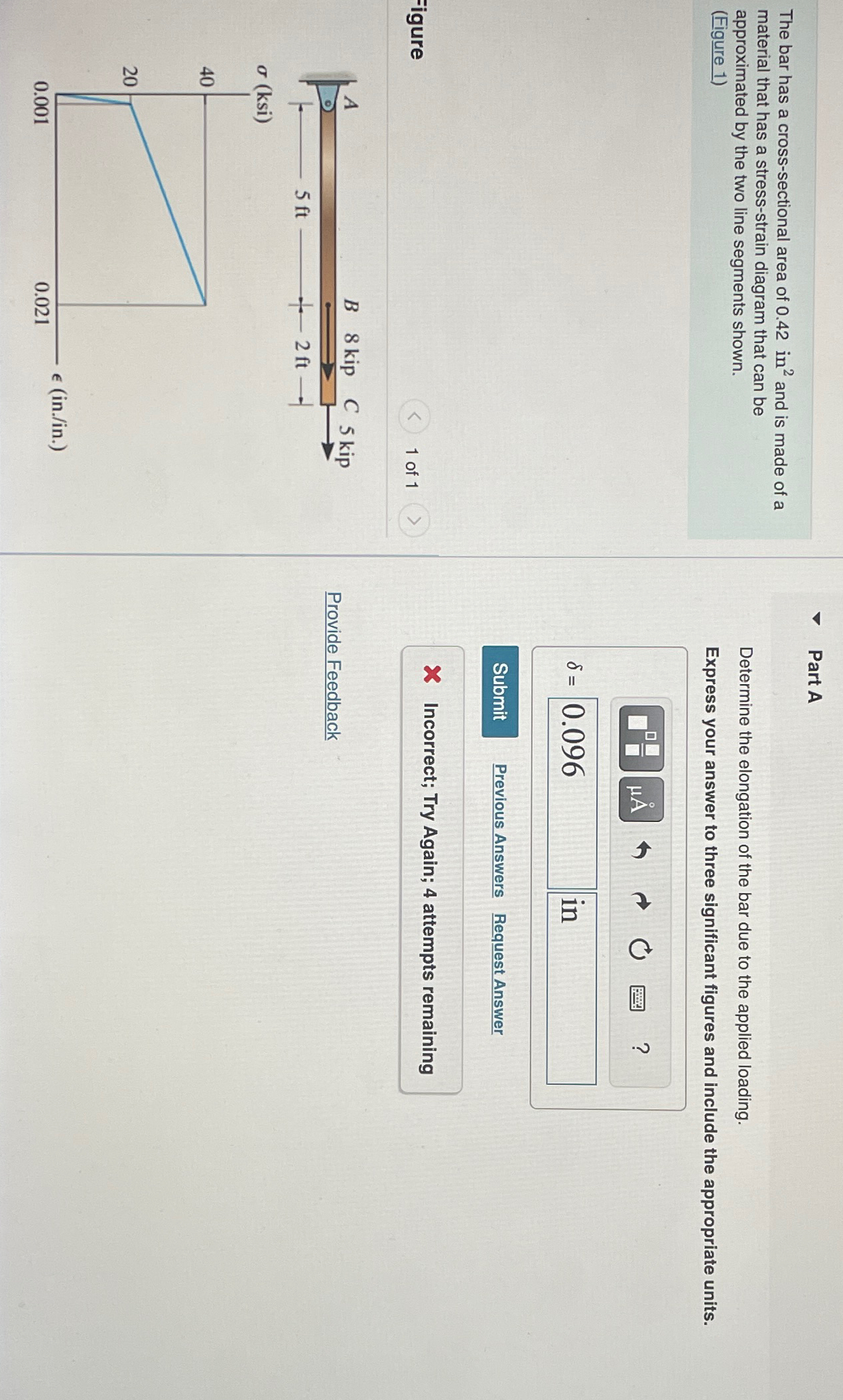 Part A The bar has a cross - sectional area of 0