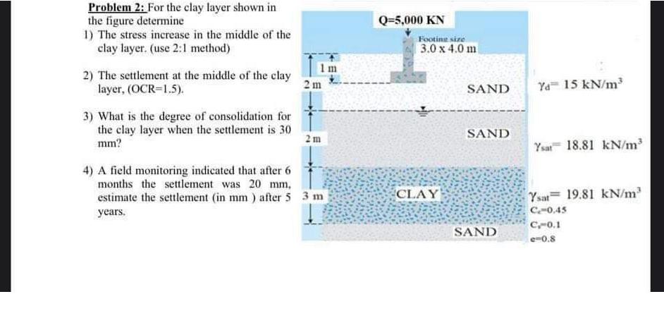 Solve it step by stepProblem 2 : For the clay