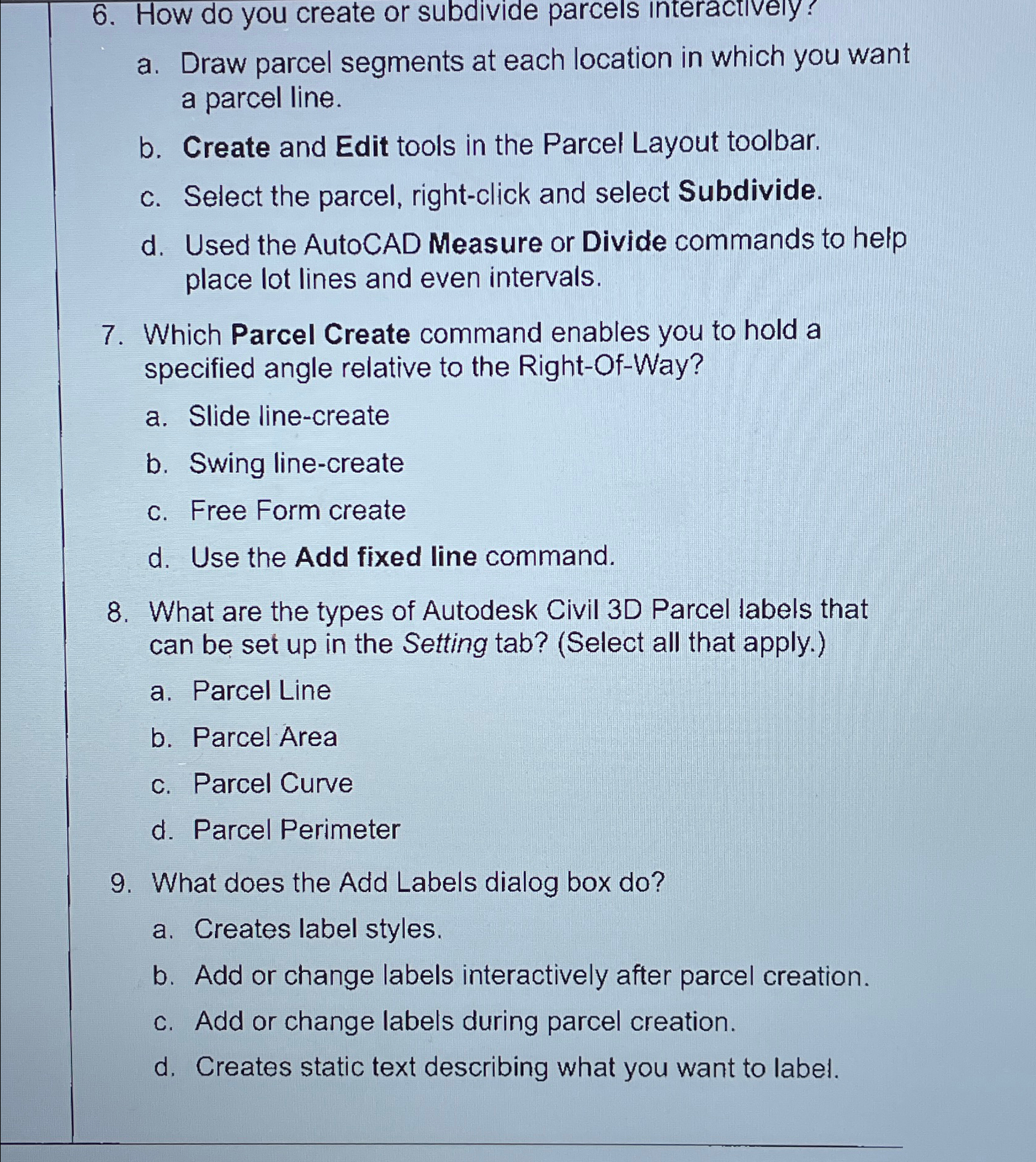 How do you create or subdivide parcels