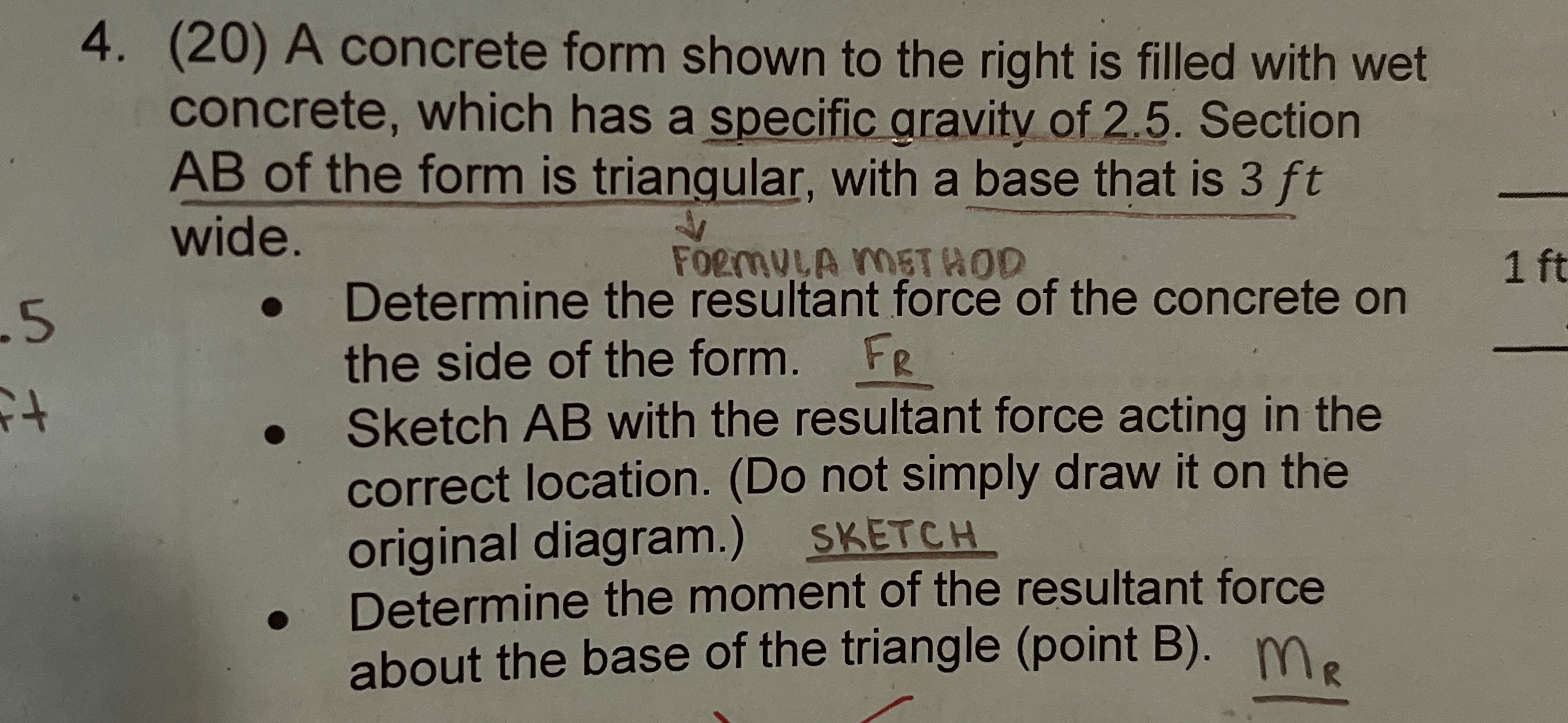 ( 2 0 ) A concrete form shown to the right is