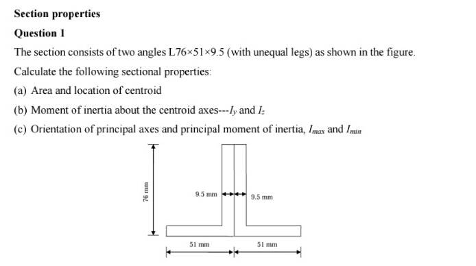 Section properties Question 1 The section