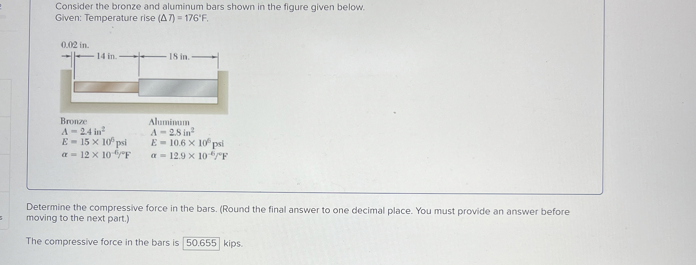 Consider the bronze and aluminum bars shown in