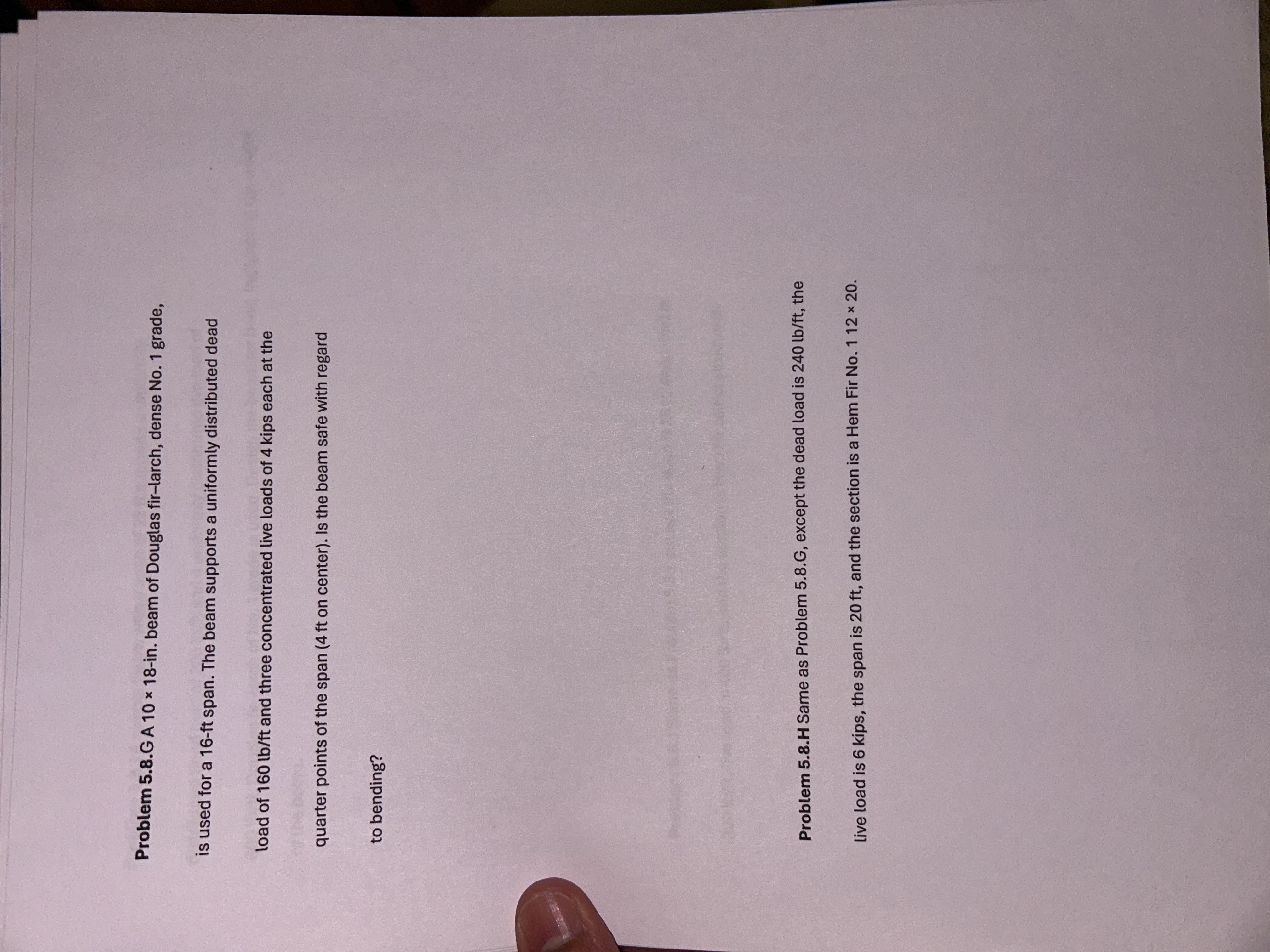 Problem 5 . 8 . G A 1 0 1 8 - in . beam of