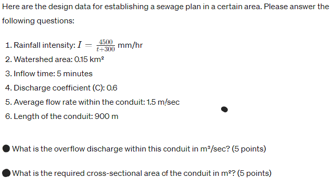Here are the design data for establishing a
