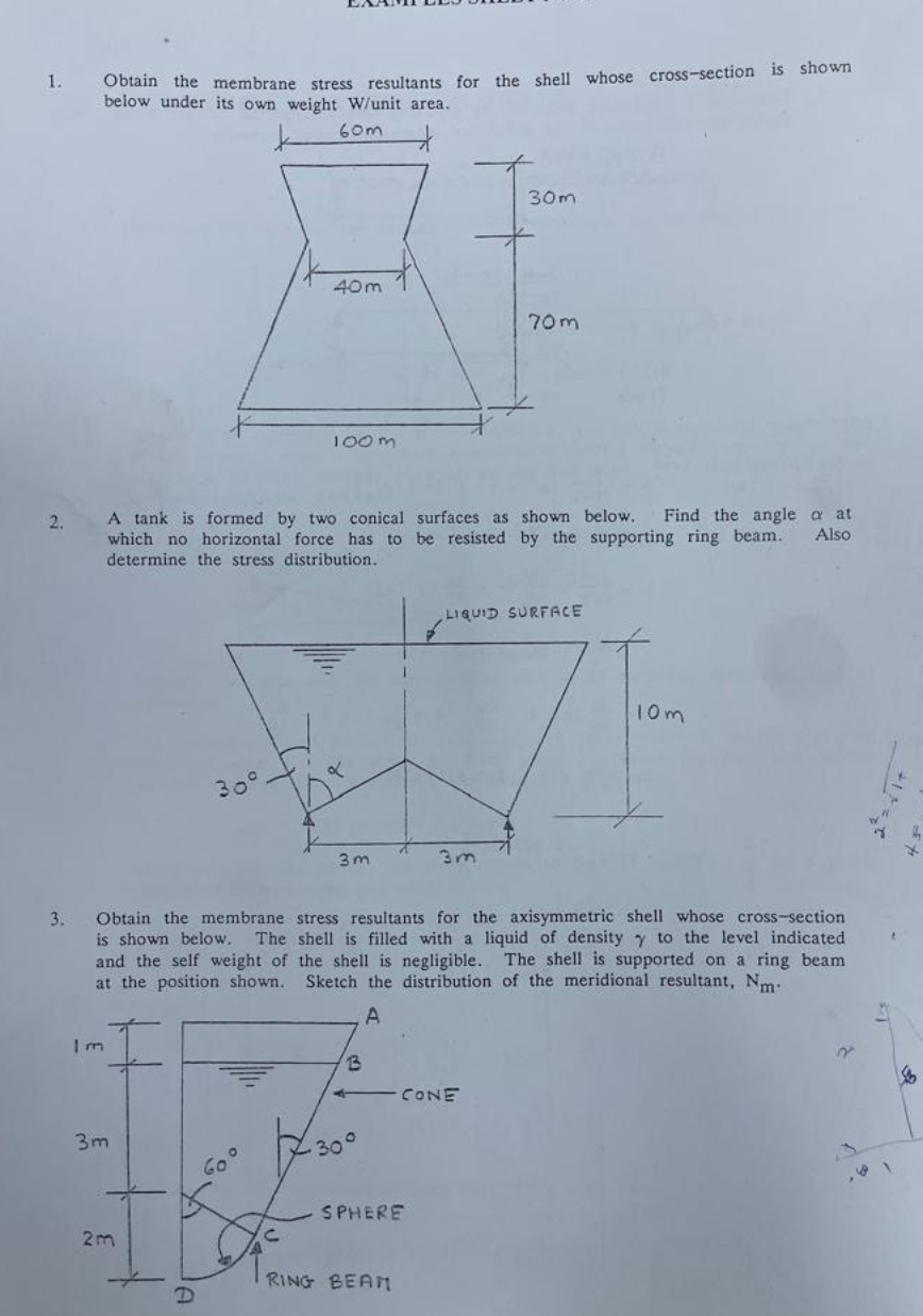 Obtain the membrane stress resultants for the