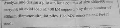 Analyze and design a pile cap for a column of
