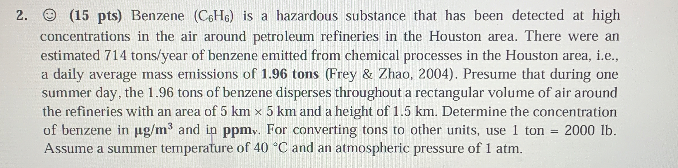 ( - ) ( 1 5 pts ) Benzene ( C 6 H 6 ) is a