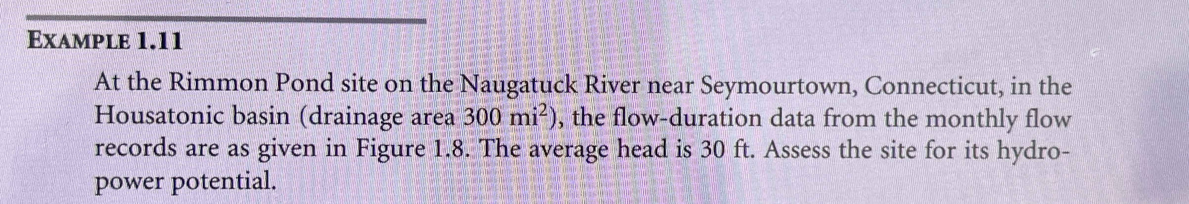 EXAMPLE 1 . 1 1 At the Rimmon Pond site on the