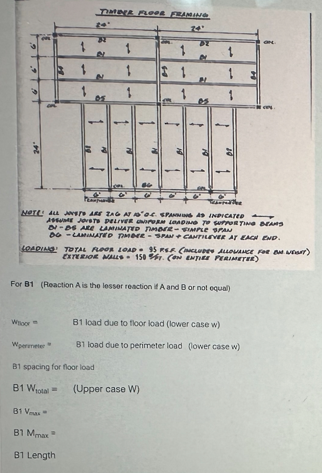 Total Floor Load = 9 5 P . S . F Exterior Walls =