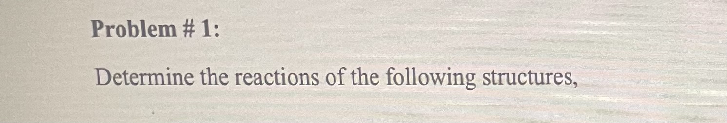 Determine the reactions of the f Problem # 1 :