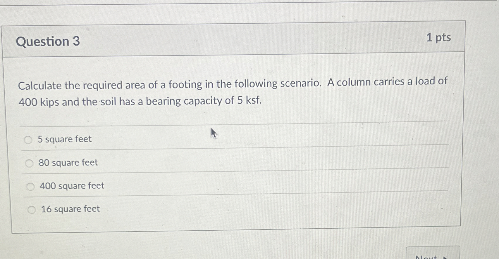 Question 3 Calculate the required area of a