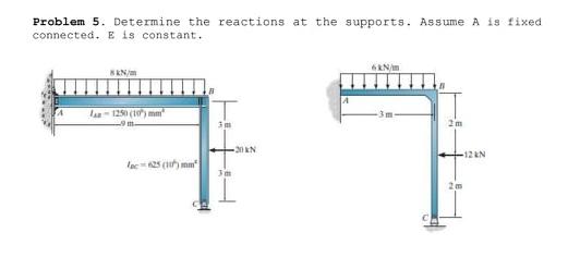 Problem 5 . Determine the reactions at the