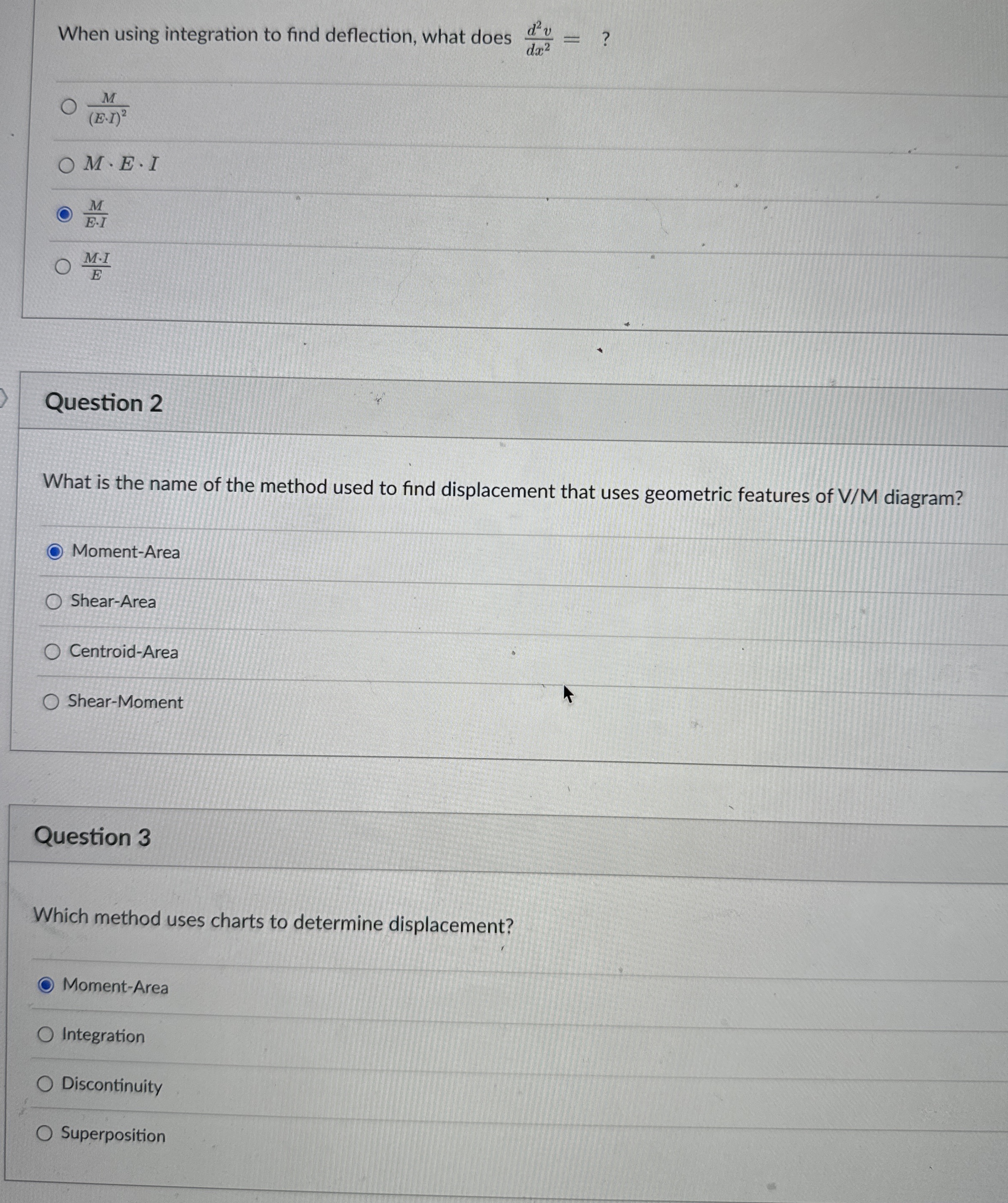 When using integration to find deflection, what