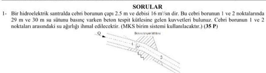 SORULAR 1 - Bir hidroelektrik santralda cebri