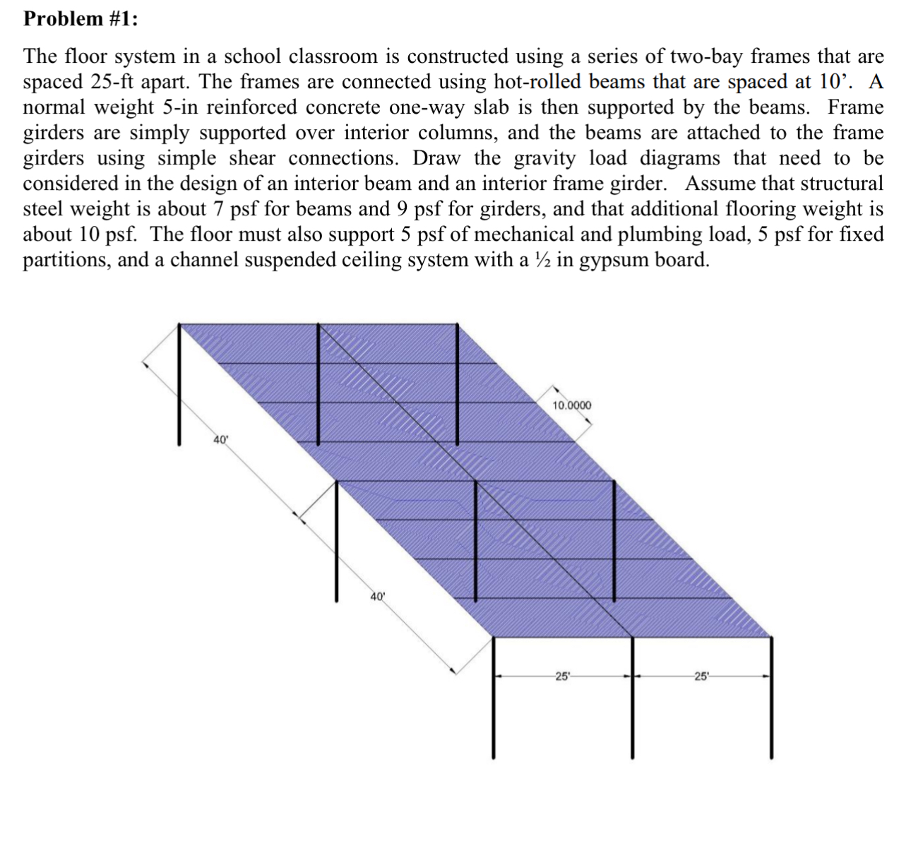 Problem # 1 : The floor system in a school