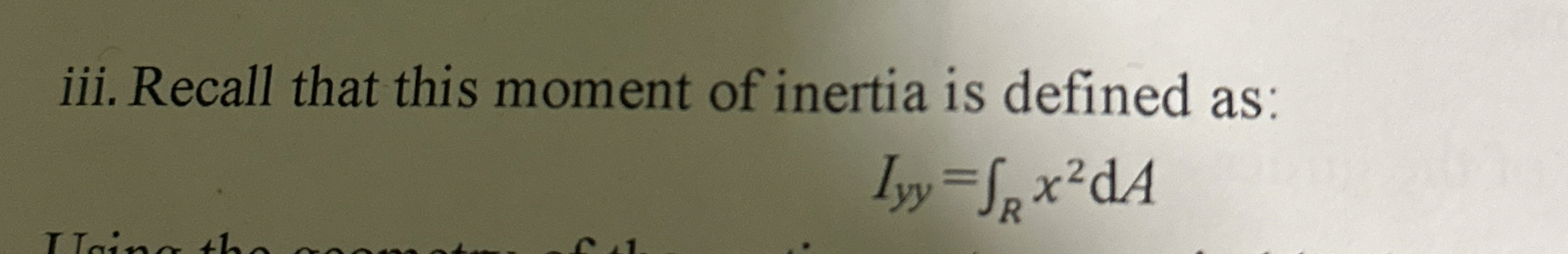 iii. Recall that this moment of inertia is