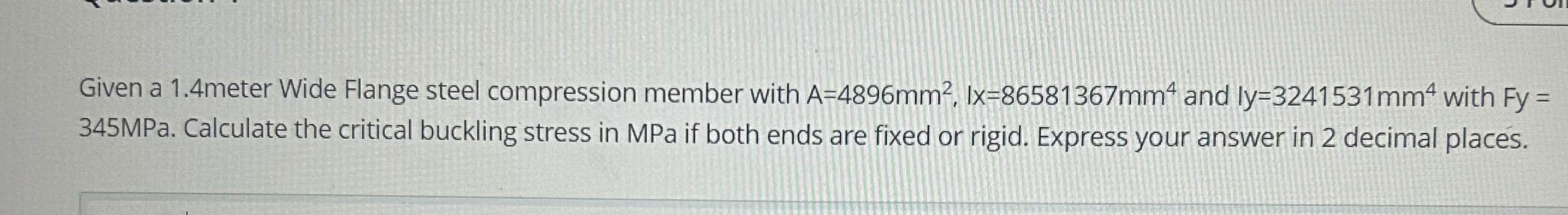 Given a 1 . 9 meter Wide Flange steel compression