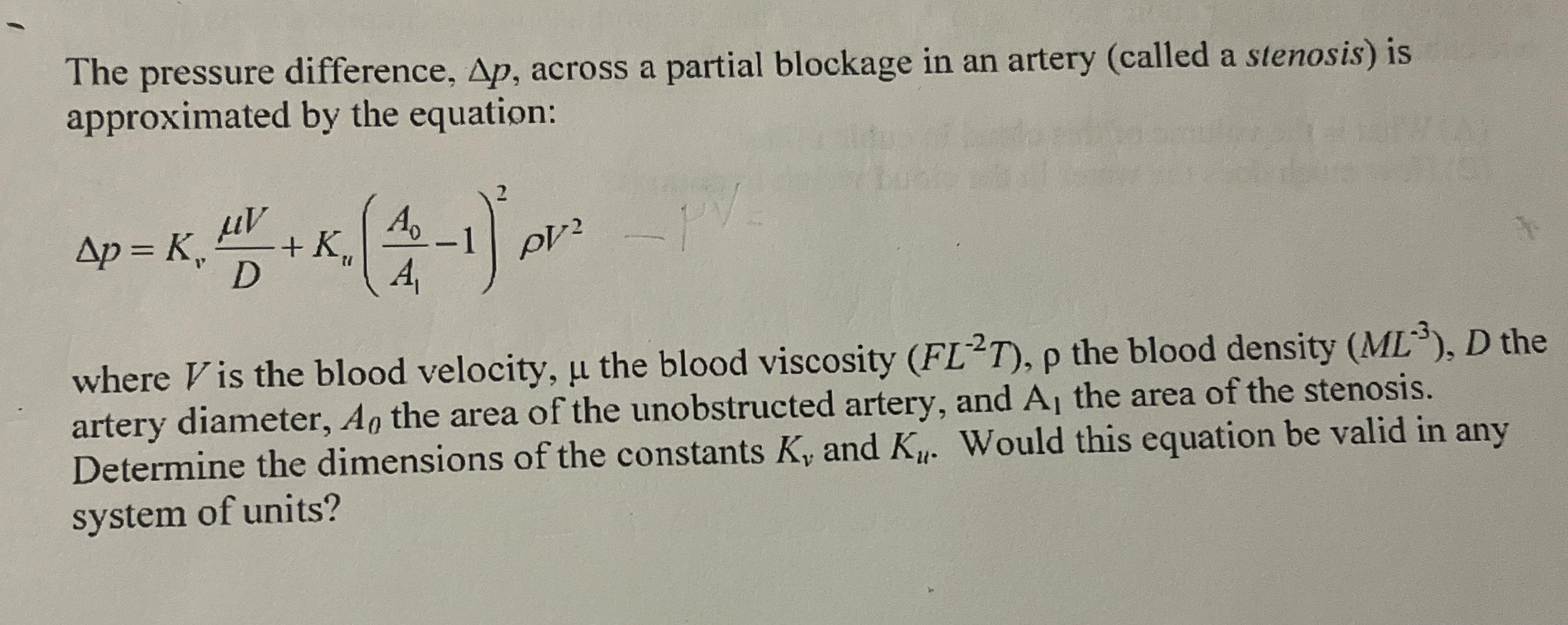 The pressure difference, p , across a partial