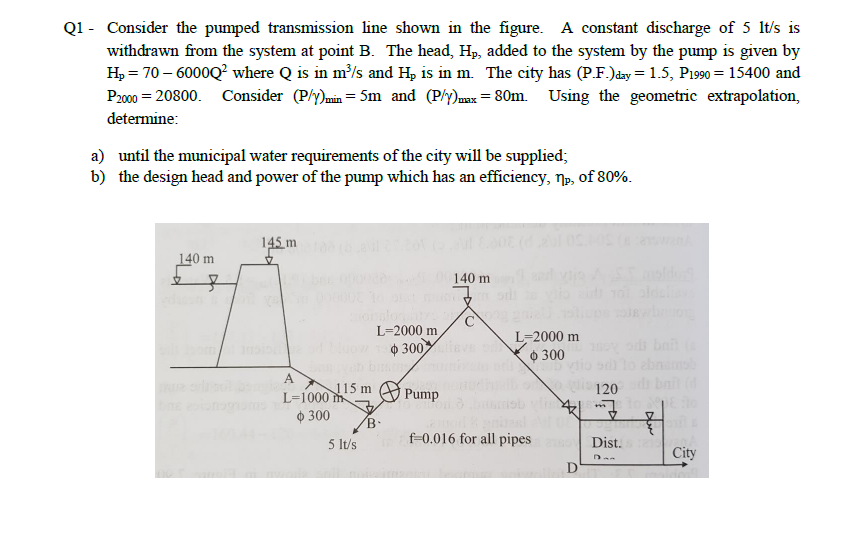 Q 1 - Consider the pumped transmission line shown