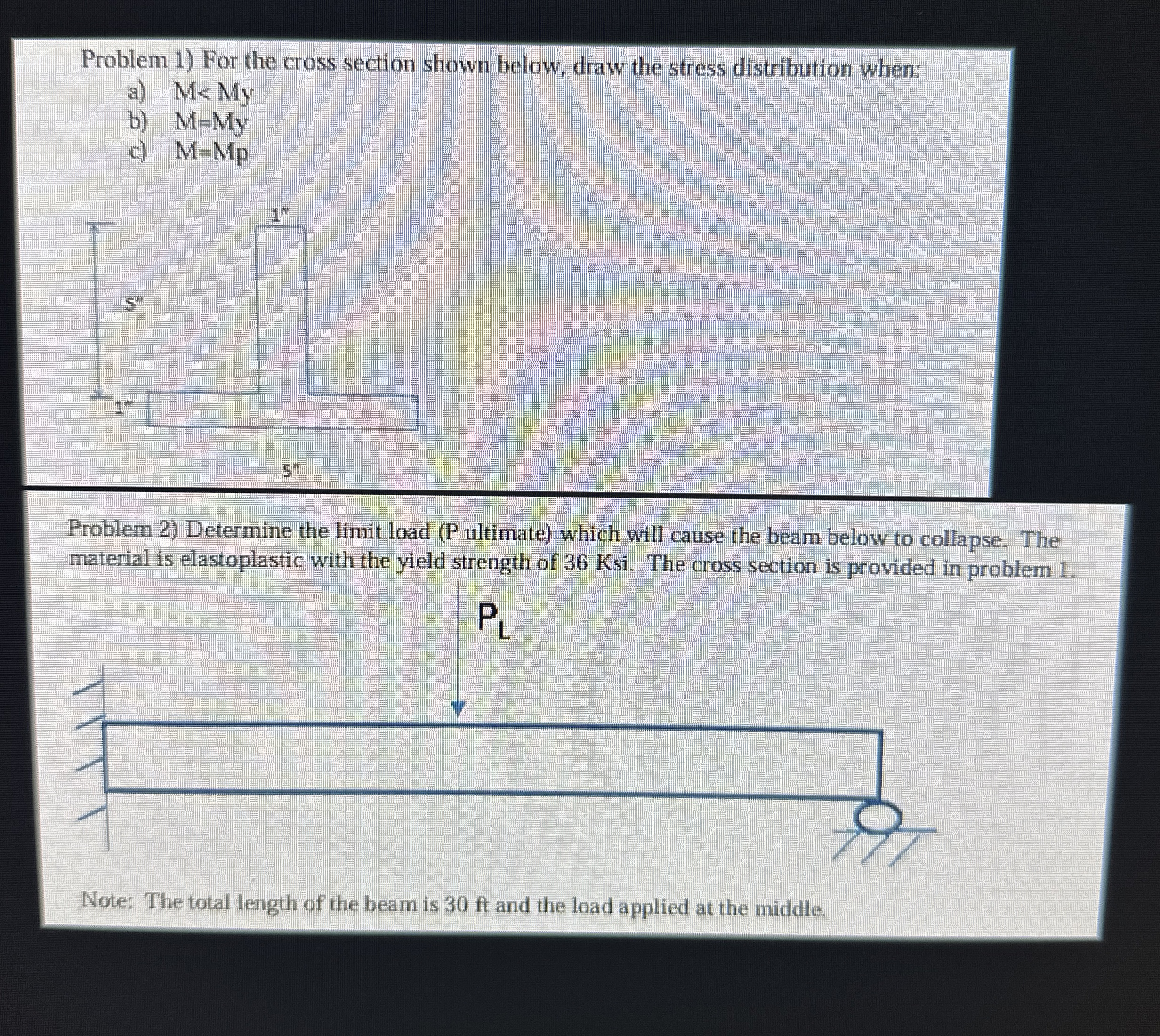 Problem 2 ) Determine the limit load ( P ultimate