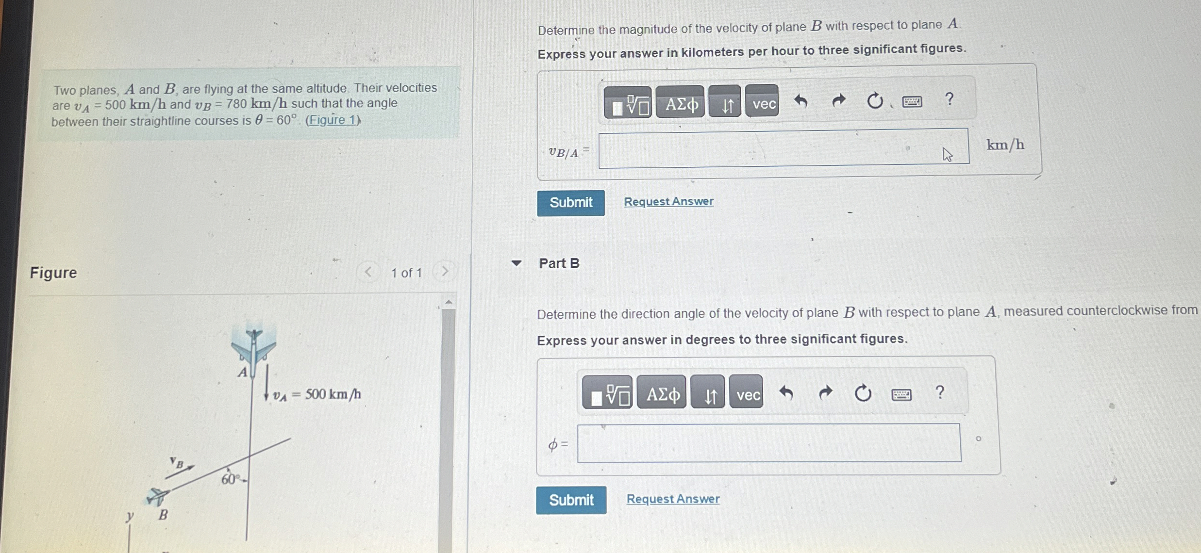 Determine the magnitude of the velocity of plane