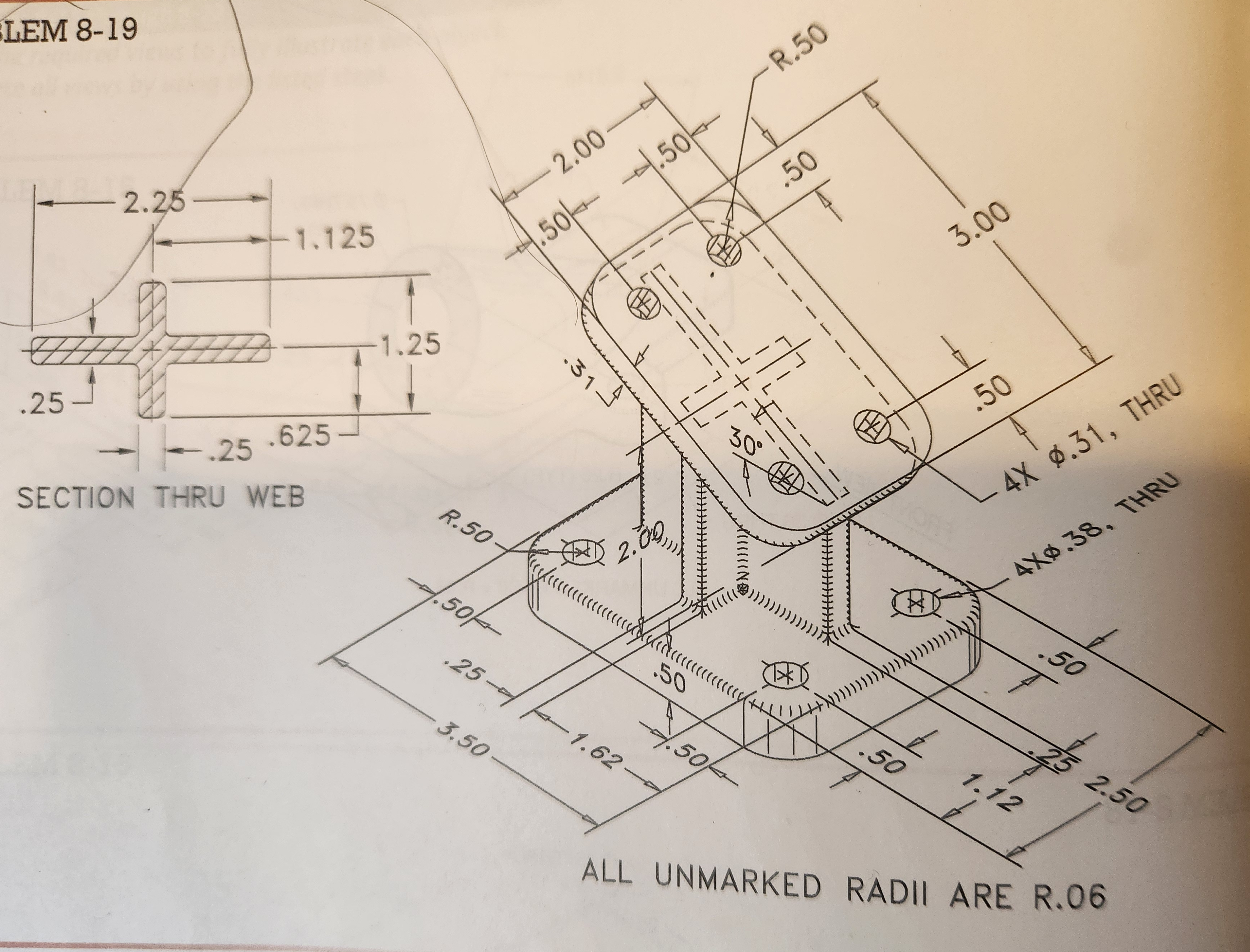 Draw the top view front view right view and