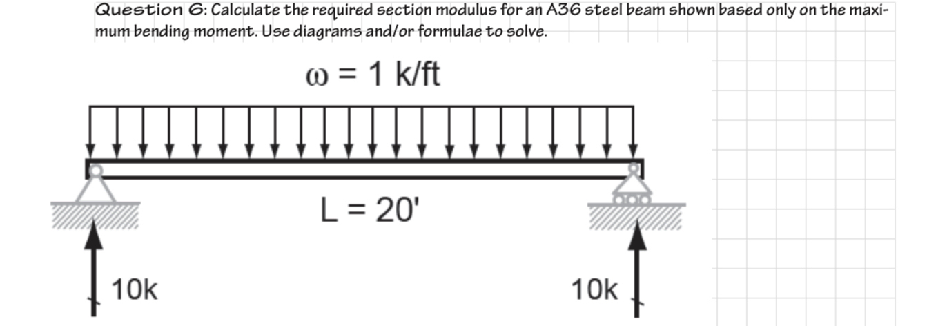 Question 6 : Calculate the required section